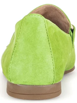 Leder-Mokassins in Grün><noscript><img width=
