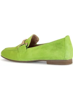 Leder-Mokassins in Grün><noscript><img width=
