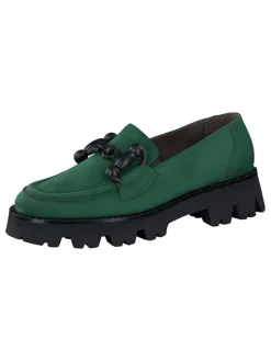 Paul Green Halbschuhe^Leder-Mokassins in Grün/ Schwarz