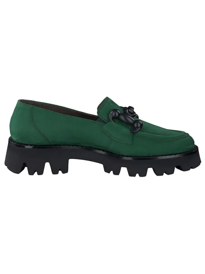 Paul Green Halbschuhe^Leder-Mokassins in Grün/ Schwarz