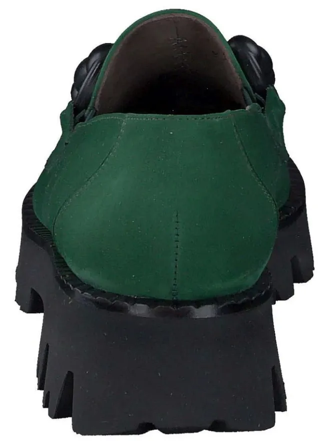 Paul Green Halbschuhe^Leder-Mokassins in Grün/ Schwarz