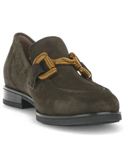 Leder-Mokassins in Khaki><noscript><img width=