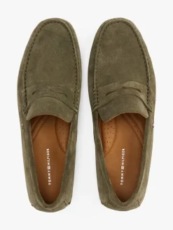 Leder-Mokassins in Khaki><noscript><img width=