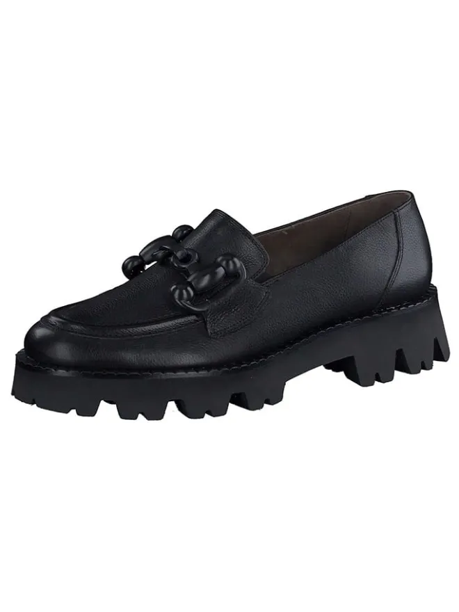 Paul Green Halbschuhe^Leder-Mokassins in Schwarz
