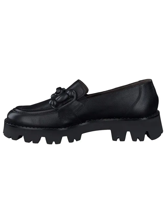 Paul Green Halbschuhe^Leder-Mokassins in Schwarz