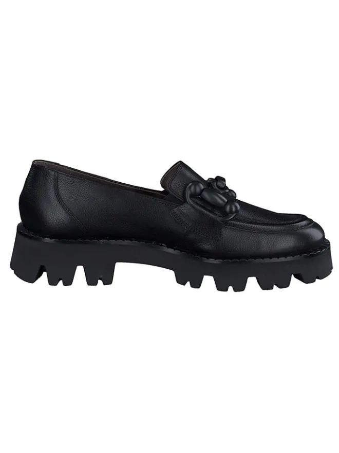 Paul Green Halbschuhe^Leder-Mokassins in Schwarz