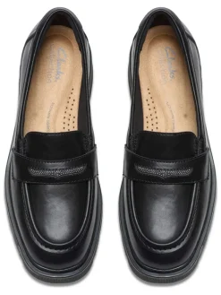 Clarks Halbschuhe^Leder-Mokassins in Schwarz