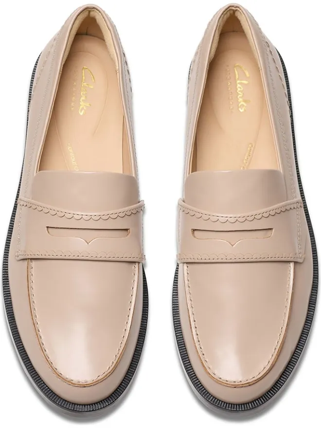 Clarks Halbschuhe^Leder-Mokassins "Straven Edge" in Beige