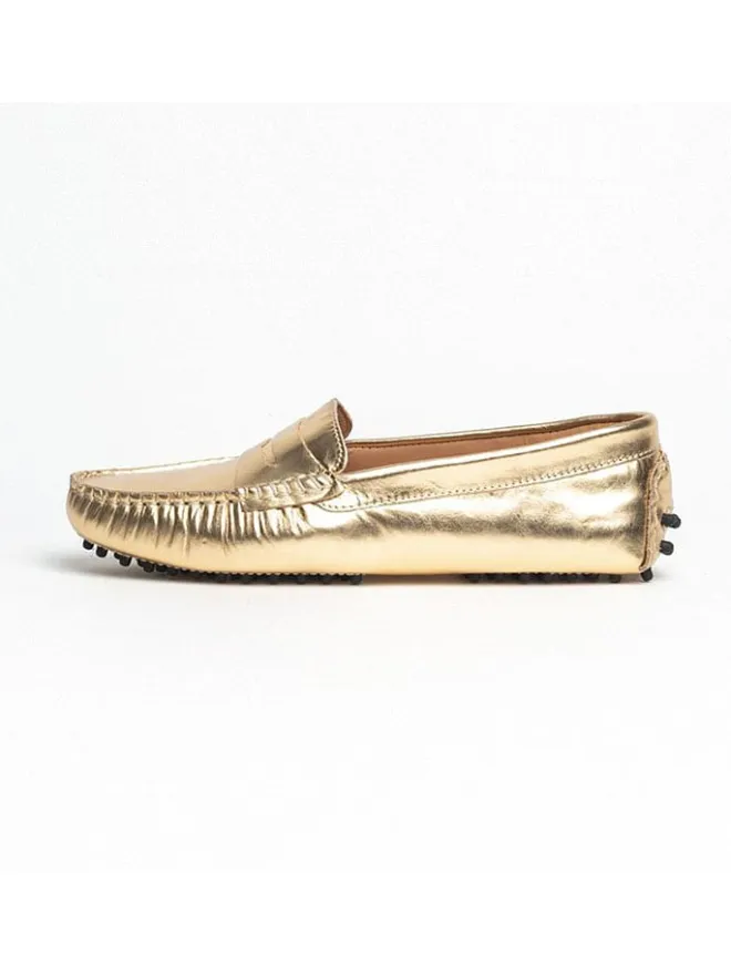 Leder-Mokassins "Thandie" in Gold>CHARLES & SMITH Clearance