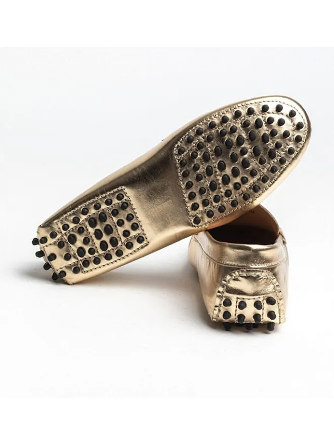 Leder-Mokassins "Thandie" in Gold>CHARLES & SMITH Clearance