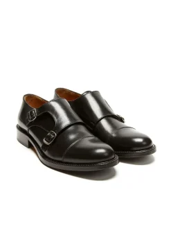 Leder-Monkstraps in Schwarz><noscript><img width=