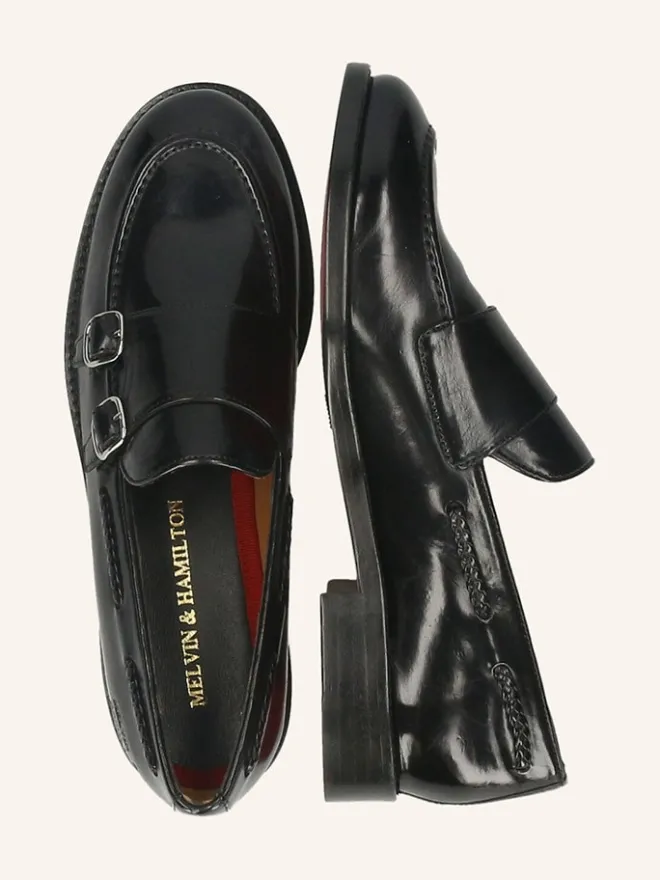 MELVIN & HAMILTON Halbschuhe^Leder-Monkstraps "Regine 22" in Schwarz