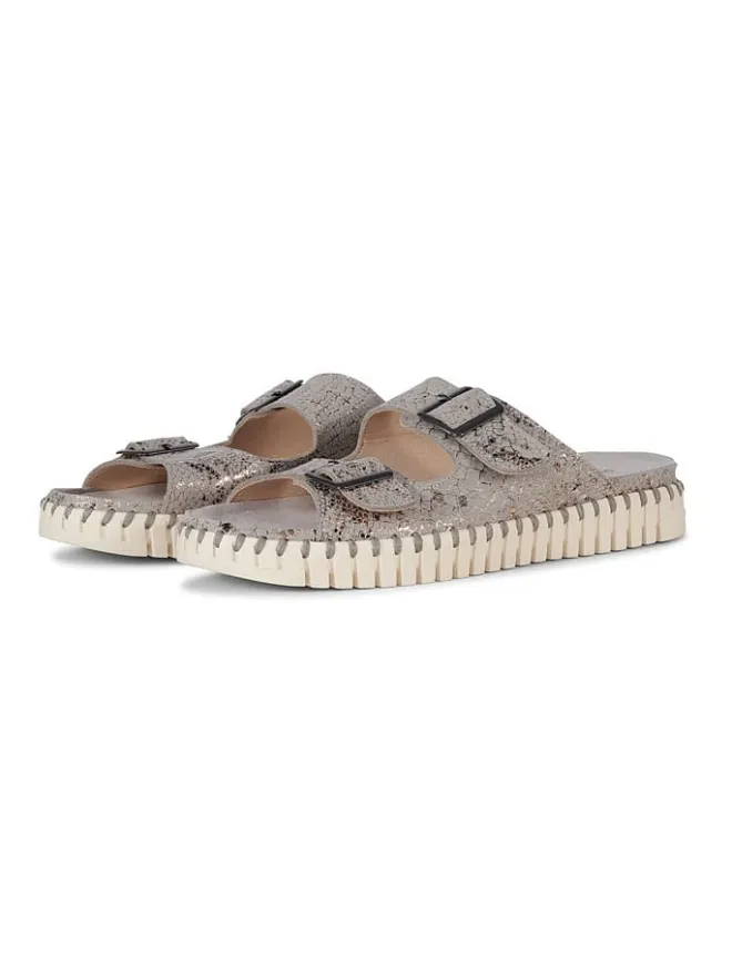 Ilse Jacobsen Clogs & Pantoletten^Leder-Pantoletten in Beige/ Gold