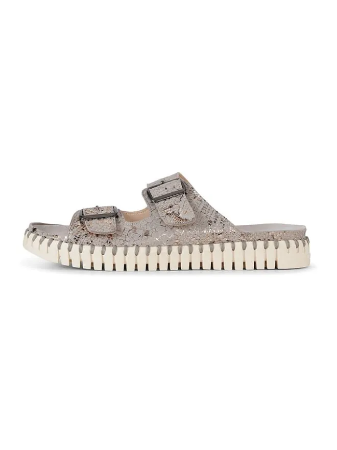 Ilse Jacobsen Clogs & Pantoletten^Leder-Pantoletten in Beige/ Gold