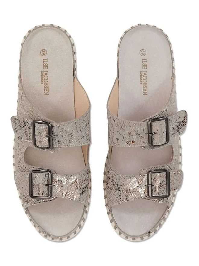 Ilse Jacobsen Clogs & Pantoletten^Leder-Pantoletten in Beige/ Gold