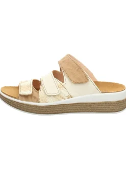 Think! Clogs & Pantoletten^Leder-Pantoletten in Beige/ Weiß