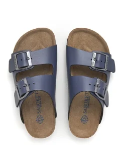 Leder-Pantoletten in Blau><noscript><img width=