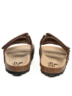 Leder-Pantoletten in Braun><noscript><img width=
