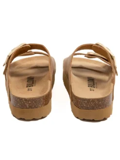 Leder-Pantoletten in Braun><noscript><img width=