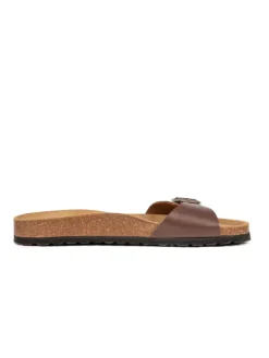 Leder-Pantoletten in Braun><noscript><img width=