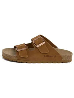 Leder-Pantoletten in Braun>billowy