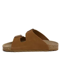 Leder-Pantoletten in Braun>billowy
