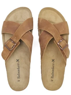 BABUNKERS Family Hausschuhe|Sandalen & Pantoletten^Leder-Pantoletten in Braun