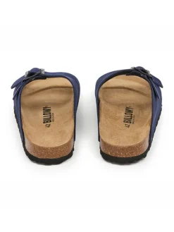Leder-Pantoletten in Dunkelblau><noscript><img width=