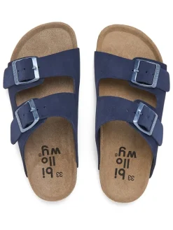 Leder-Pantoletten in Dunkelblau><noscript><img width=