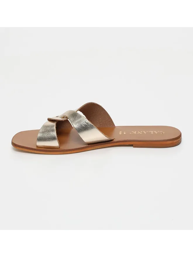 Leder-Pantoletten in Gold>CALANK Outlet
