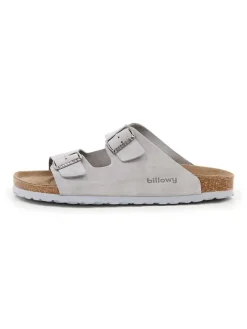 Leder-Pantoletten in Grau>billowy