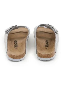 Leder-Pantoletten in Grau><noscript><img width=