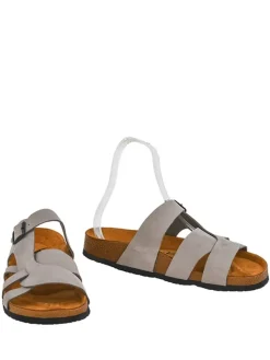 Leder-Pantoletten in Grau><noscript><img width=