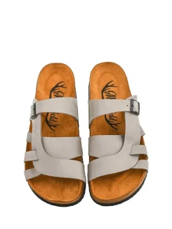Leder-Pantoletten in Grau><noscript><img width=