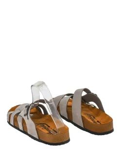 Leder-Pantoletten in Grau><noscript><img width=