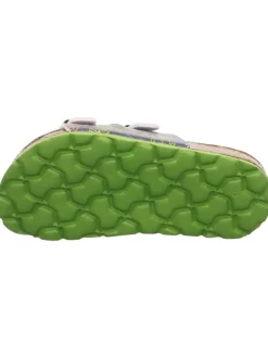 Leder-Pantoletten in Grün/ Dunkelblau><noscript><img width=