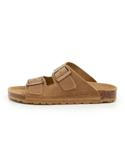 Leder-Pantoletten in Hellbraun>billowy Sale