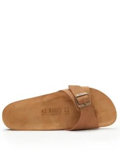 Leder-Pantoletten in Hellbraun><noscript><img width=