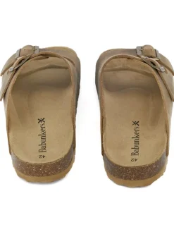 Leder-Pantoletten in Hellbraun><noscript><img width=
