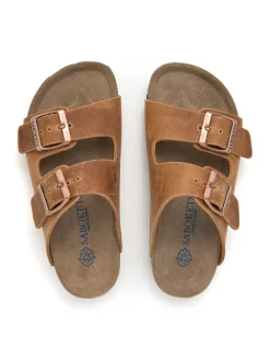 SABOKETS Clogs & Pantoletten·Pantoletten^Leder-Pantoletten in Hellbraun