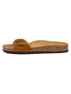 Leder-Pantoletten in Hellbraun>billowy New
