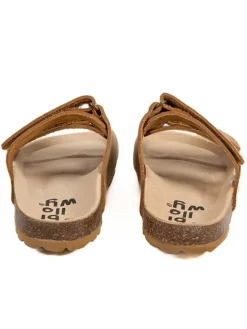 Leder-Pantoletten in Hellbraun><noscript><img width=