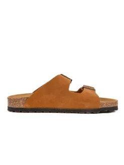 Leder-Pantoletten in Hellbraun><noscript><img width=