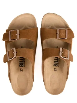 Leder-Pantoletten in Hellbraun><noscript><img width=