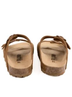 Leder-Pantoletten in Hellbraun><noscript><img width=