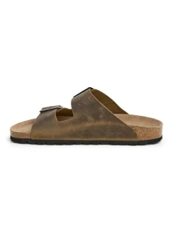 Leder-Pantoletten in Khaki>SABOKETS Sale