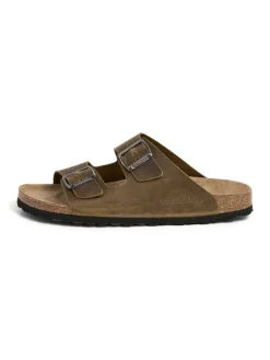 Leder-Pantoletten in Khaki>BABUNKERS Family Sale