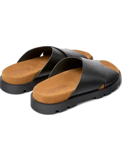Leder-Pantoletten in Schwarz>Camper New