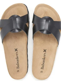 Leder-Pantoletten in Schwarz><noscript><img width=