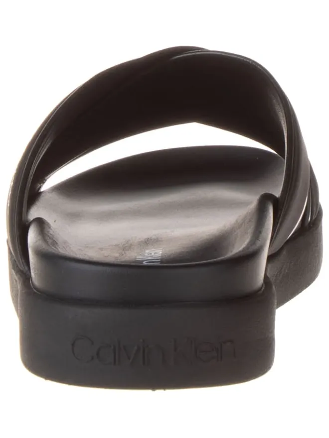 Leder-Pantoletten in Schwarz>Calvin Klein Sale